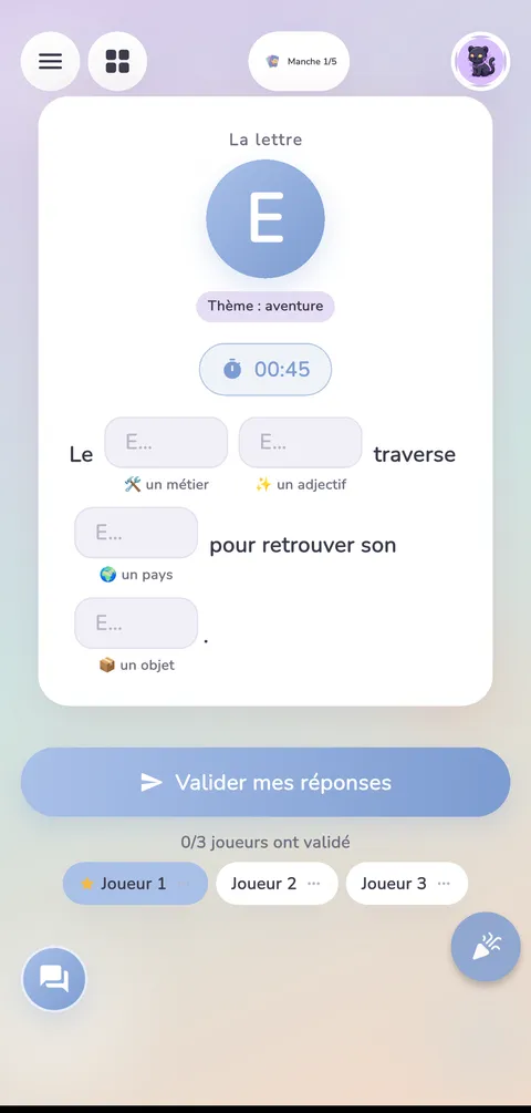 Capture d'écran — Baccalauréat : Une partie en cours