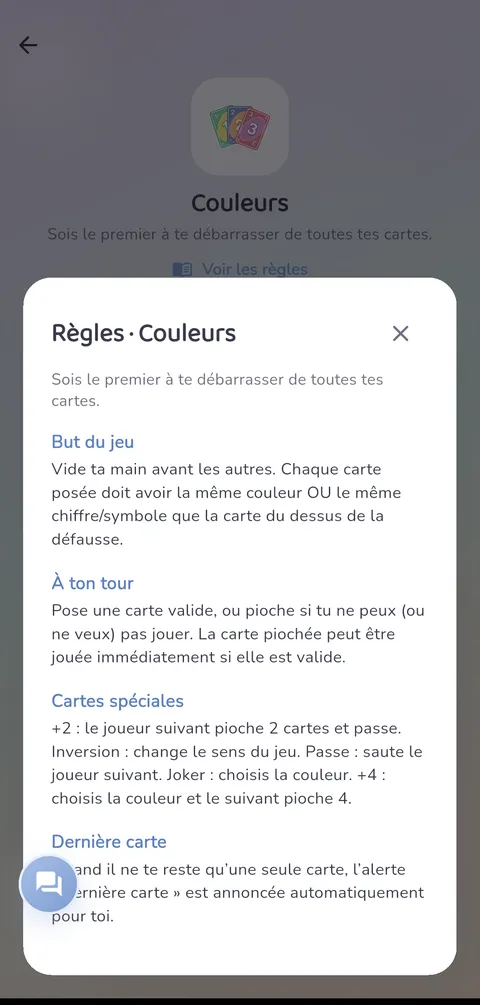 Capture d'écran — Couleurs : Les règles, toujours à portée de main