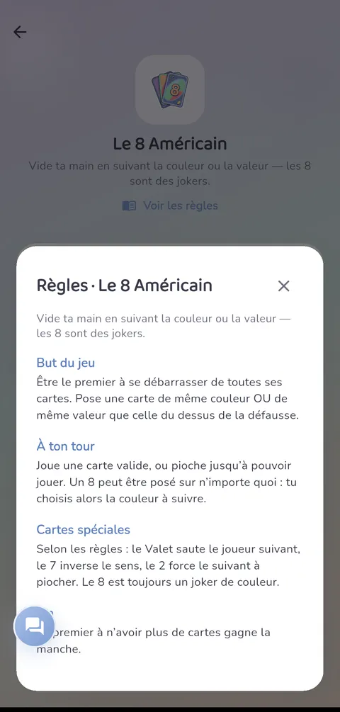 Capture d'écran — Le 8 Américain : Les règles, toujours à portée de main