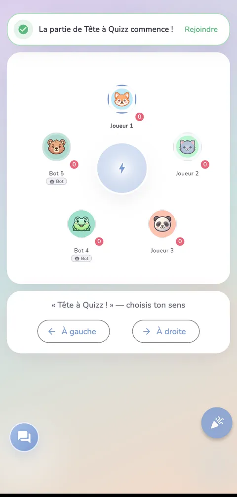 Capture d'écran — Tête à Quizz : Une partie en cours